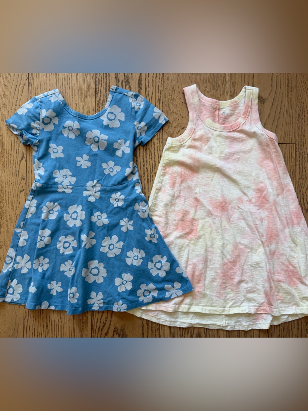 GAP Girls Set of 2 Summer Dresses, Floral Skater & Tie-Dye Tank Size S (6-7)
